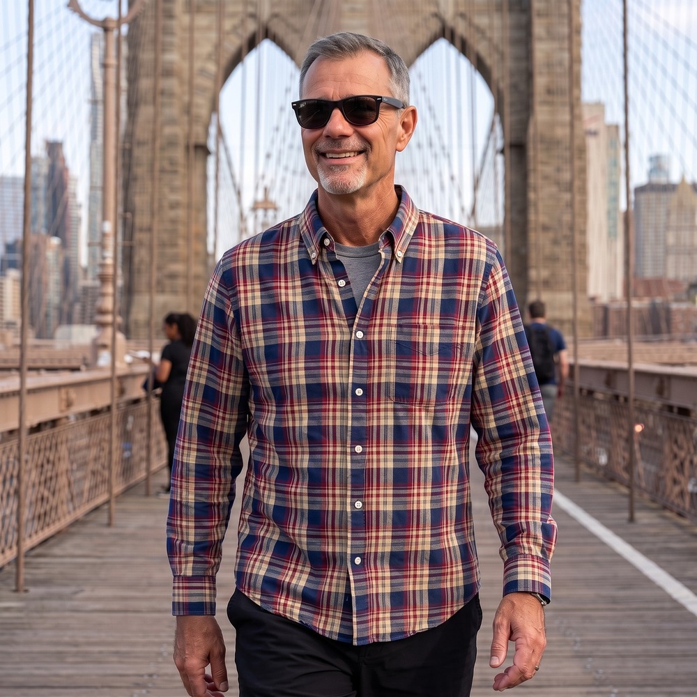 Jack Spade Bleecker Street Plaid Button Down Shirt Red Blue Tan P2RU0548 Mens S